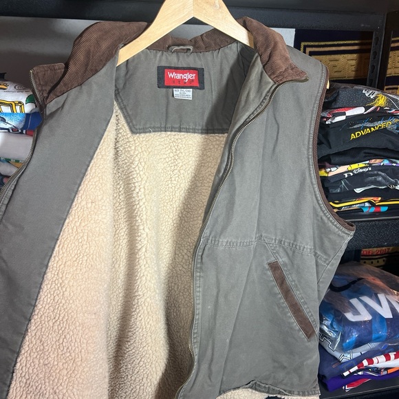 Wrangler Green Hero Sherpa Lined Vest Men's XXL Brown Corduroy Trim - Picture 3 of 5